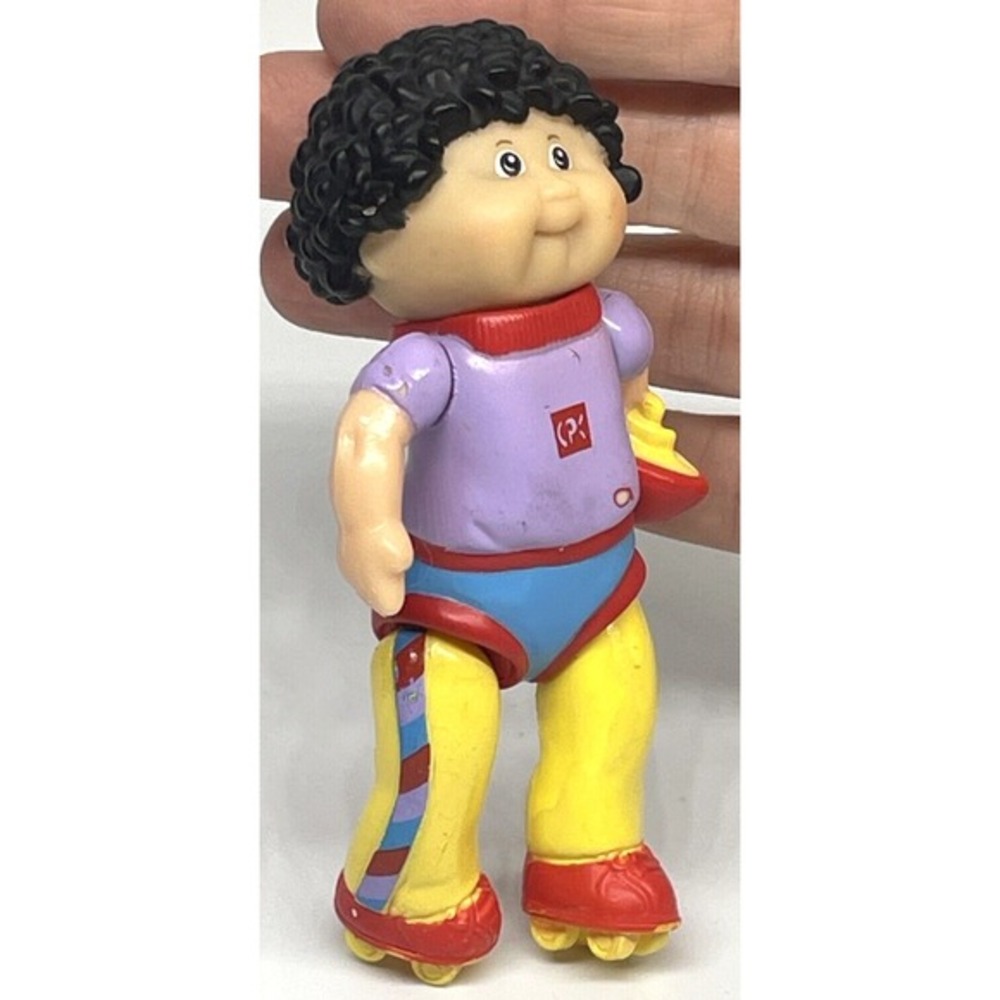 Vintage 1984 Cabbage Patch Kids Figure Poseable Boy Black Hair Roller Skates